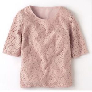 Boden Sophie Lace Top Blouse in Blush Pink